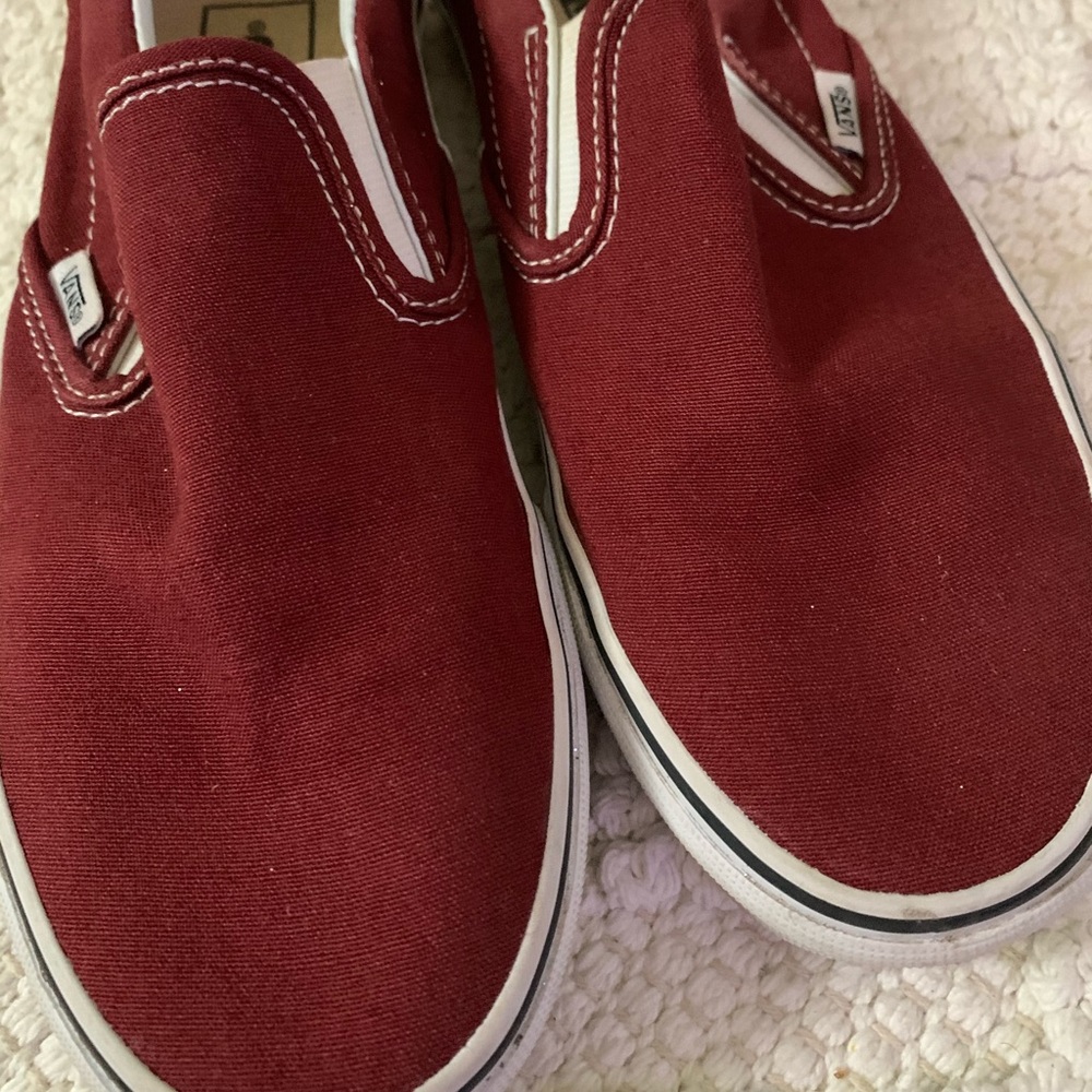 Burgundy slip on vans
